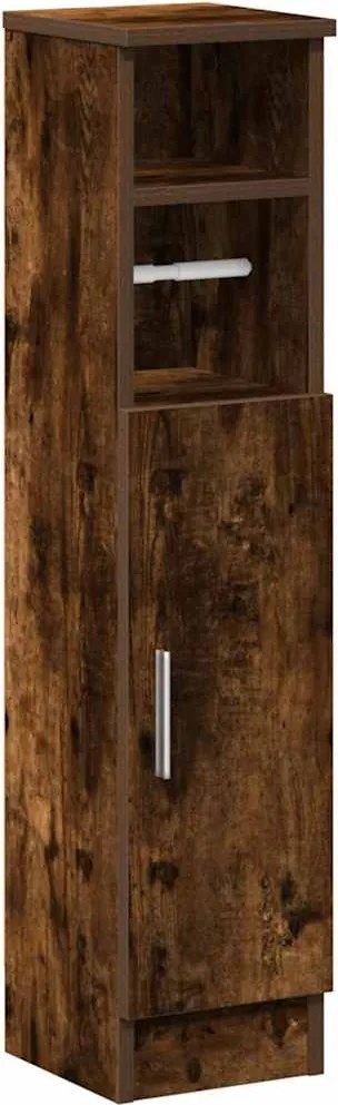 vidaXL Dulap de baie cu suport role, stejar fumuriu, 20,5x22x90 cm