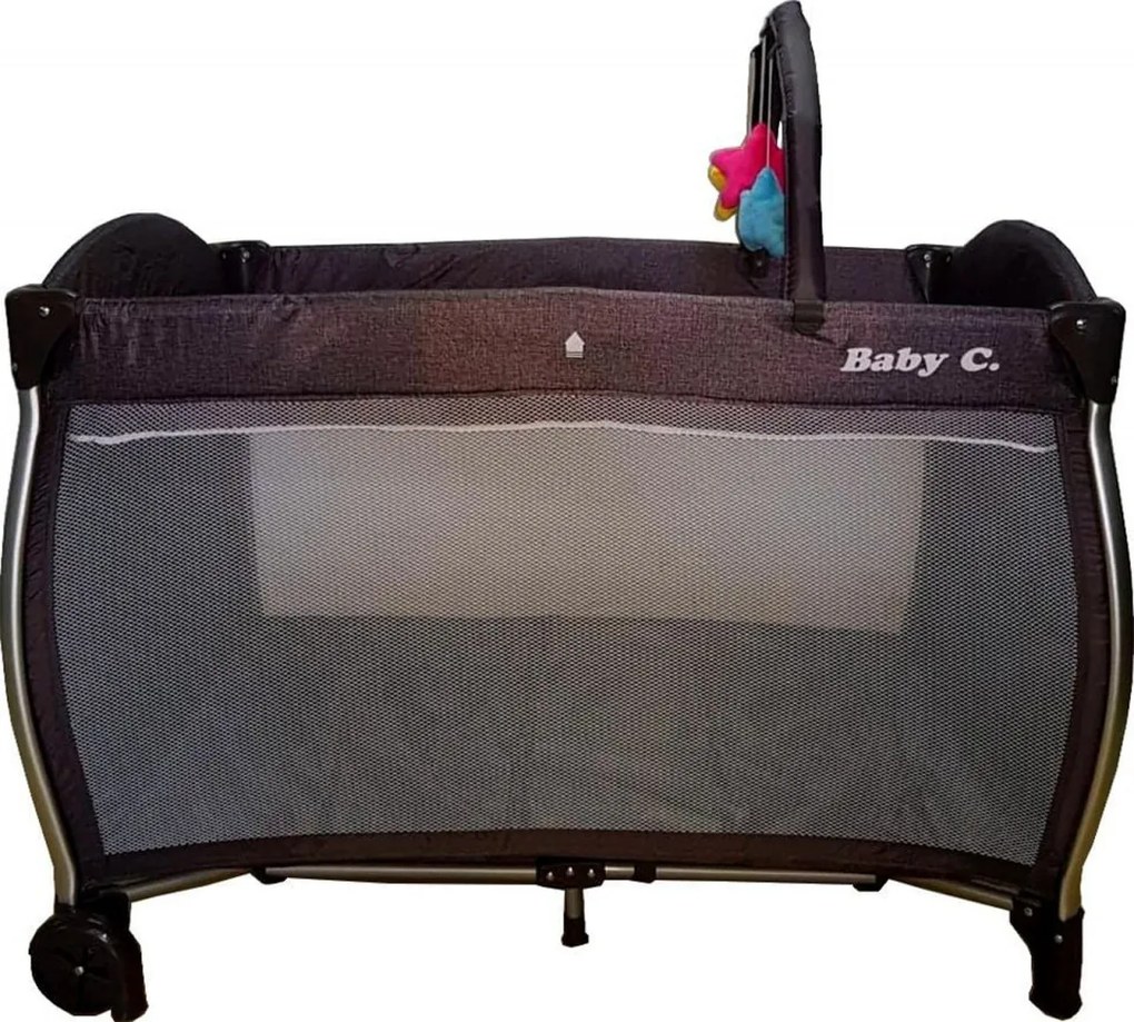 Patut Pliant NOVOKIDS™ Baby C XXL, 110X80 cm, transforabil in Tarc Copii, 2 Niveluri, Masa infasat detasabila, jucarii din plus, geanta transport,