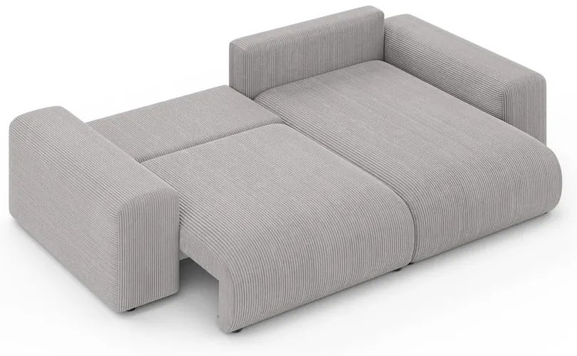 Colțar gri deschis extensibil/cu spațiu de depozitare cu tapițerie din catifea reiată (cu colț variabil) Luma – Ropez