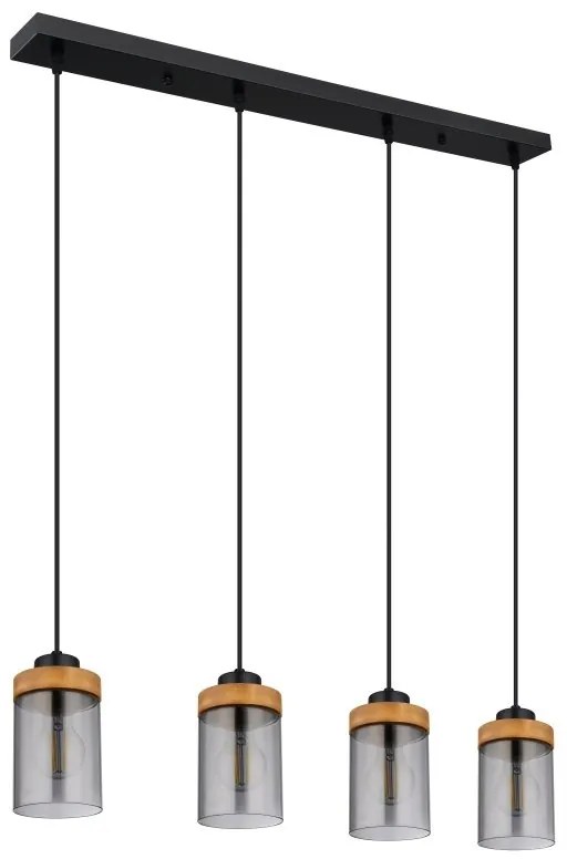 Lustra cu 4 pendule design modern FINCA negru mat, maro inchis
