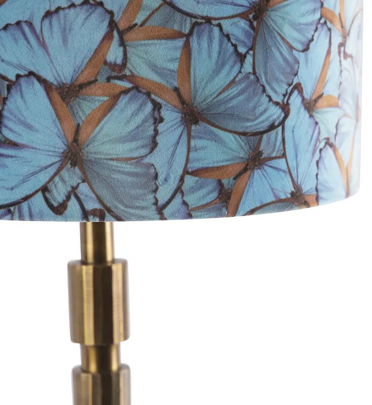Lampă de masă Art Deco bronz 35 cm cu abajur cu design fluture - Torre