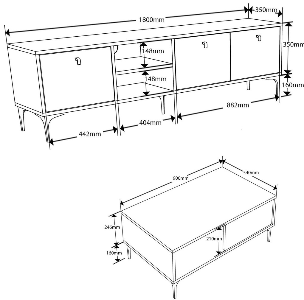 Set mobilier living Settle 1 (stejar). 1108072