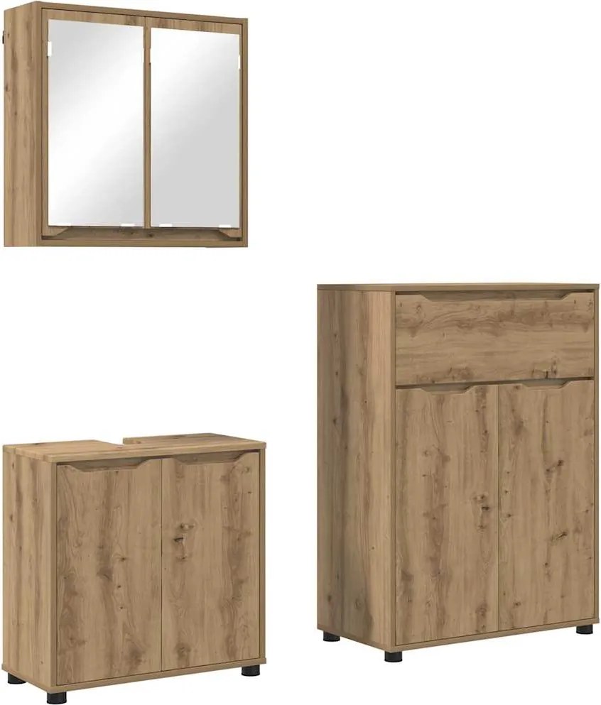 vidaXL Set de mobilier pentru baie cu sertar 3 pcs Stejar Artizanal