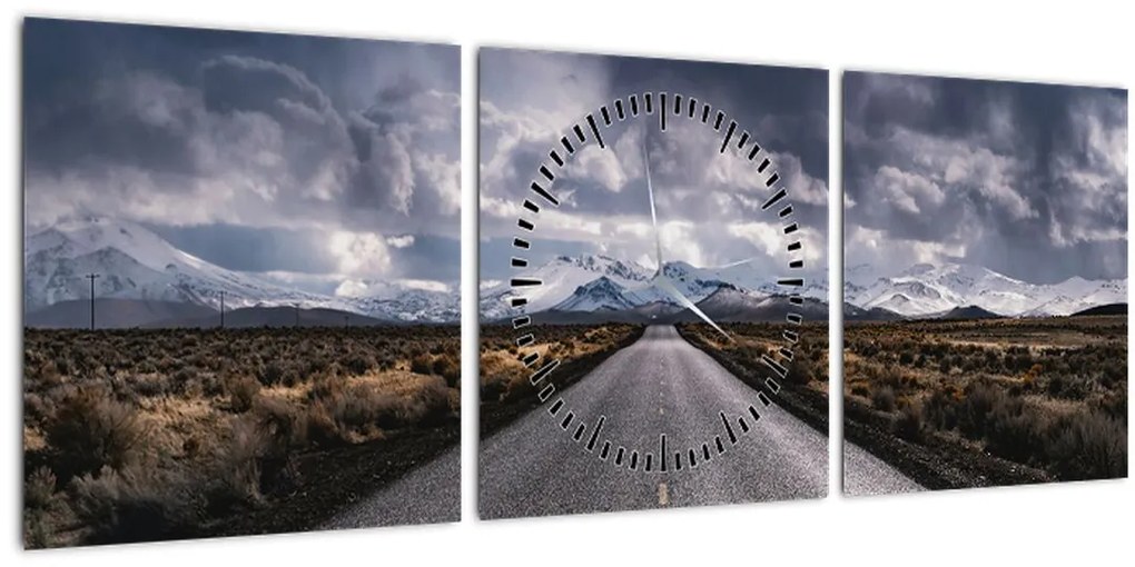 Tablou drumului în deșert (cu ceas) (90x30 cm)