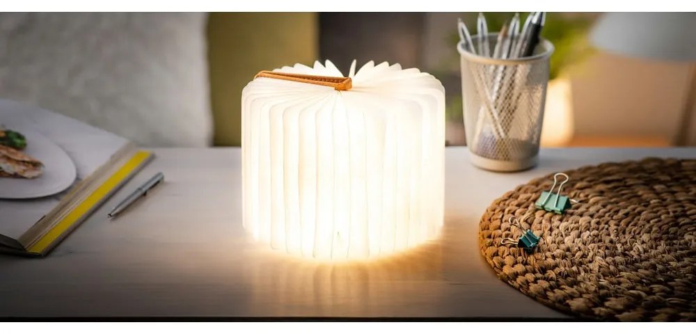 Veioză portocalie LED cu abajur textil (înălțime 2,5 cm) Booklight – Gingko