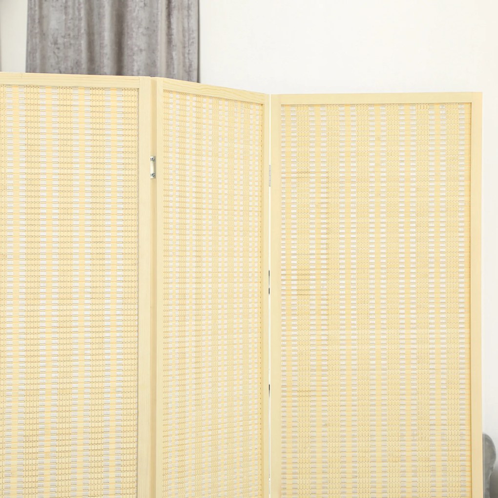 HOMCOM Paravan din lemn separator de camera pliabil cu 3 panouri 135 x 180 cm lemn natural | Aosom Romania
