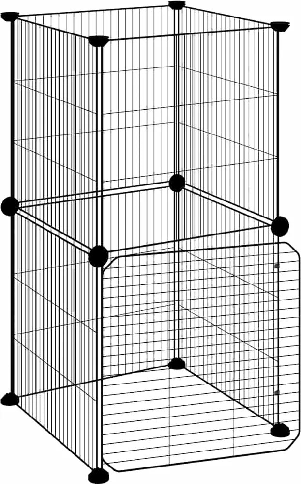vidaXL Cușcă animale de companie cu ușă, 8 panouri, negru 35x35cm oțel