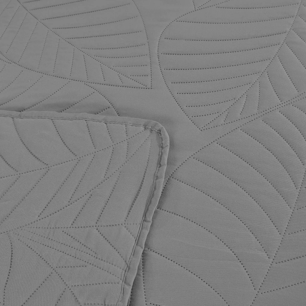 Cuvertura gri pentru pat cu model LEAVES Dimensiuni: 220 x 240 cm