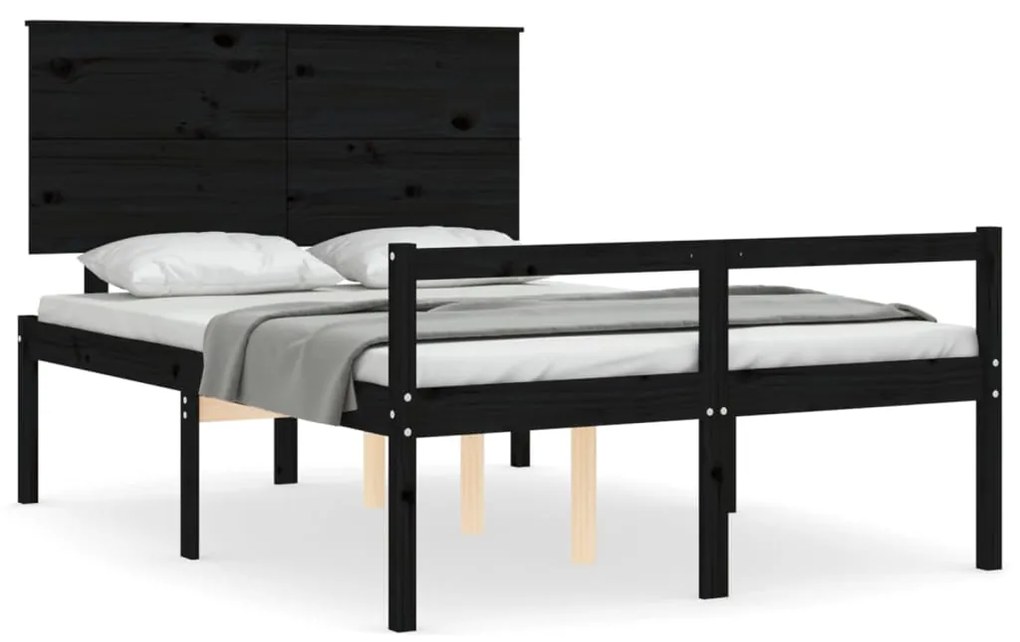 3195480 vidaXL Cadru de pat senior cu tăblie, 120x200 cm, negru, lemn masiv