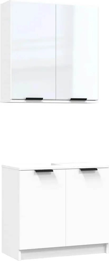 vidaXL Set dulapuri de baie, 2 piese, alb, lemn prelucrat