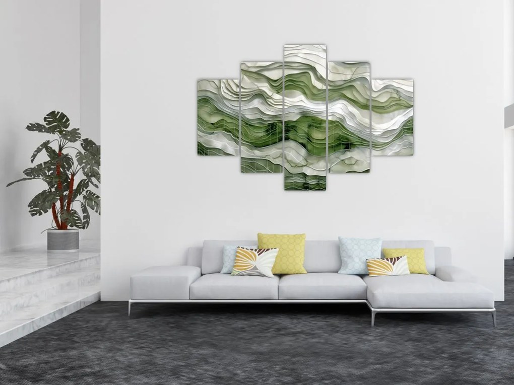 Tablou - Undele verzi și albe (150x105 cm)