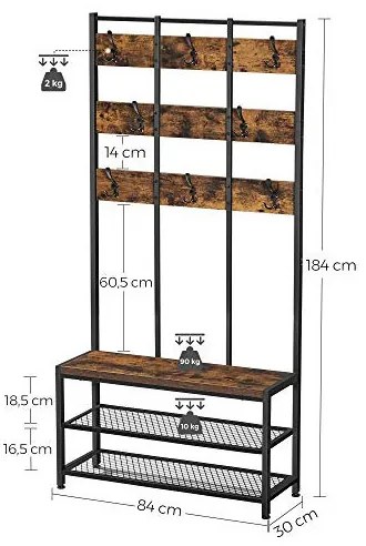 Cuier, Vasagle, Maro Rustic, HSR087B01, 84 x 30 x 184 cm