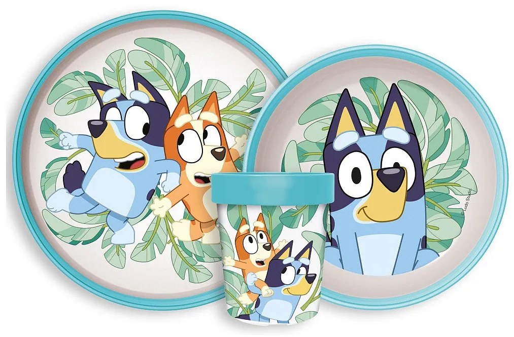 Bluey Tropical set de masă anti-alunecare, set de microplastic