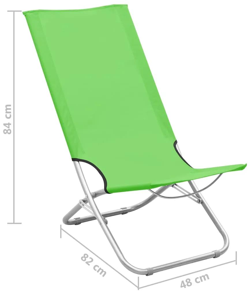 Scaune de plaja pliante, 2 buc., verde, material textil 2, Verde