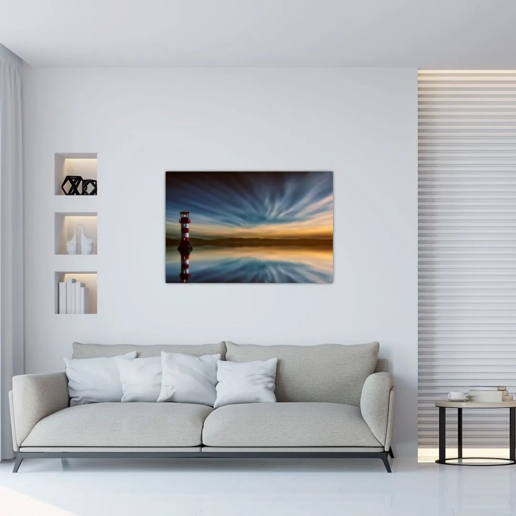 Tablou cu farul în mare (90x60 cm)