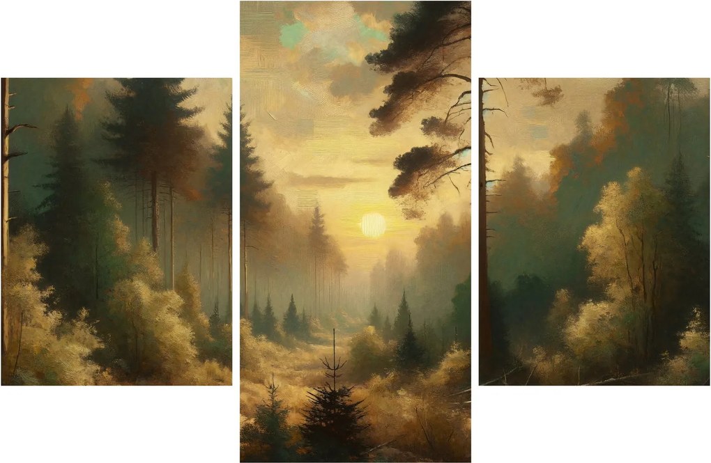 Tablou - Soare strălucind prin pădure (90x60 cm)