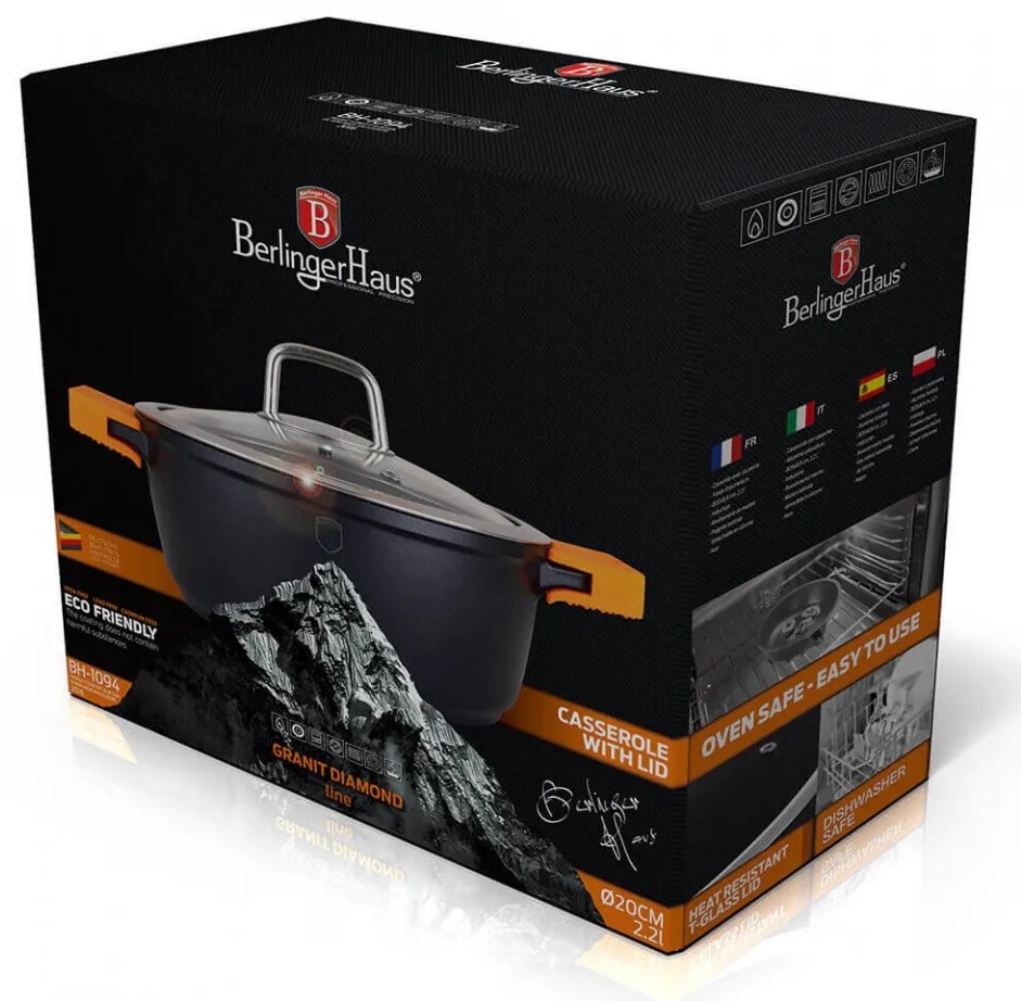 Oala cu capac 36 cm Granit Diamond Line Berlinger Haus BH 1099N