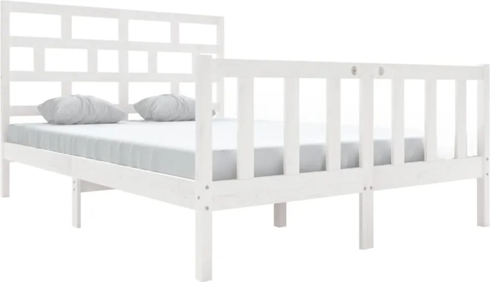 vidaXL Cadru de pat, alb, 140x200 cm, lemn masiv de pin