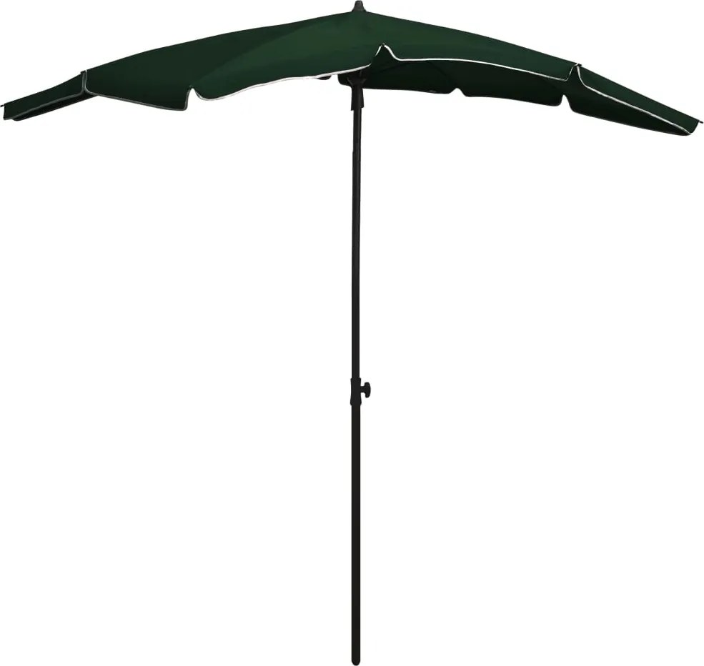 vidaXL Umbrelă de grădină cu stâlp, verde, 200x130 cm