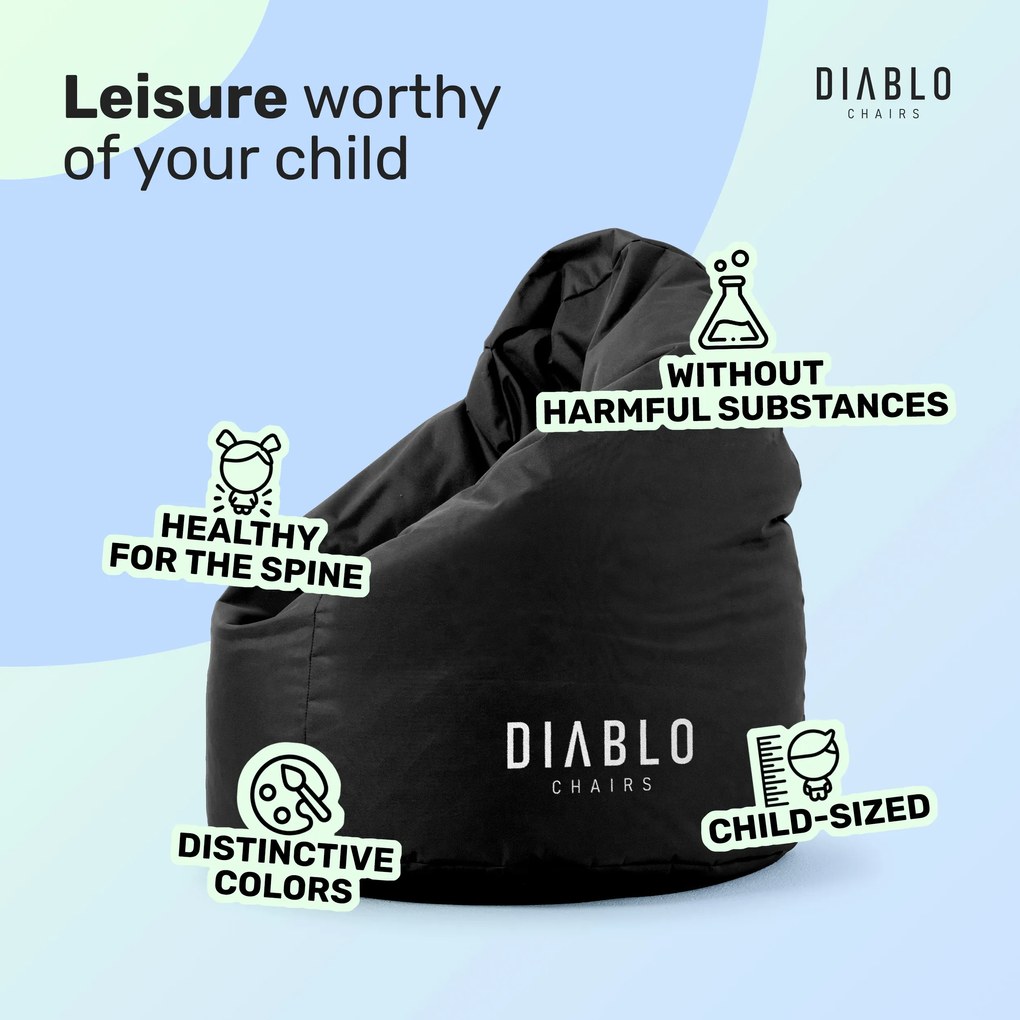 Fotoliul tip puf Diablo Chairs pentru copii: Negru