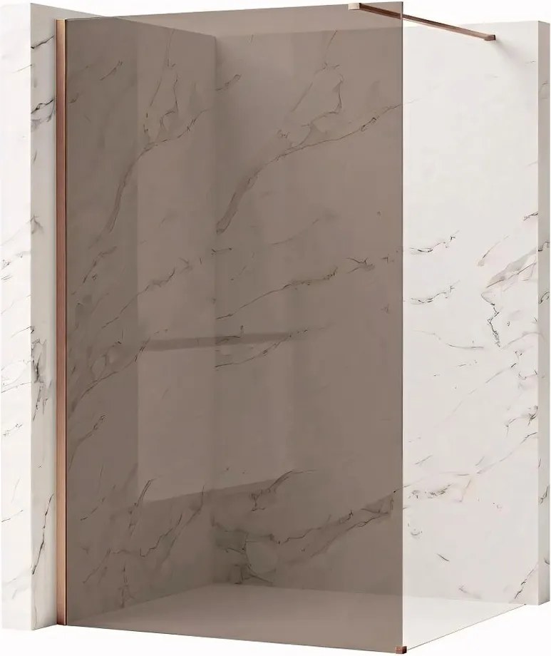 Paravan de dus fumuriu Rea Flexi Brown 140 cm cupru periat