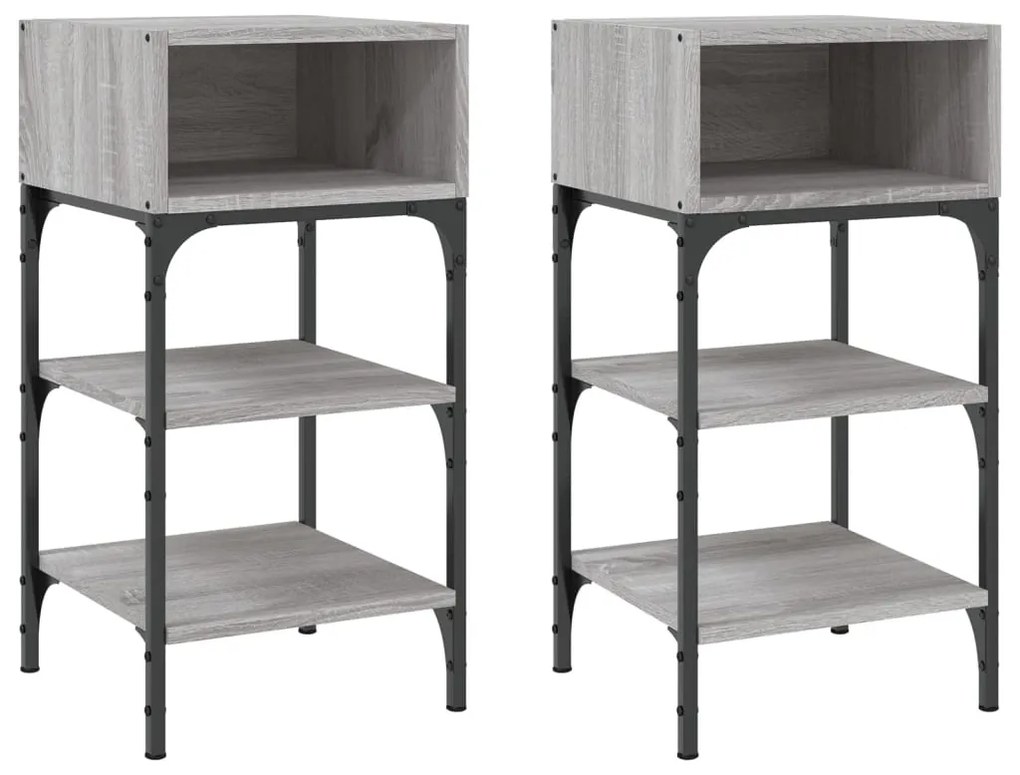 vidaXL Noptiere, 2 buc., gri sonoma, 35x34,5x70 cm, lemn compozit