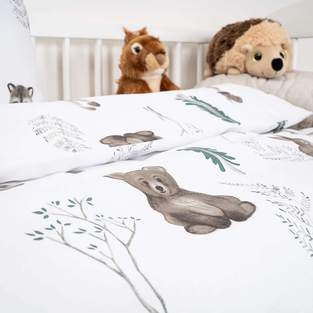 Lenjerie de bumbac pentru pătuț 4Home ForestFriends, 100 x 135 cm, 40 x 60 cm