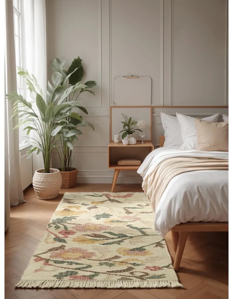 Covor tip traversă crem țesut manual din iută 80x200 cm Roya Violette – Elle Decoration