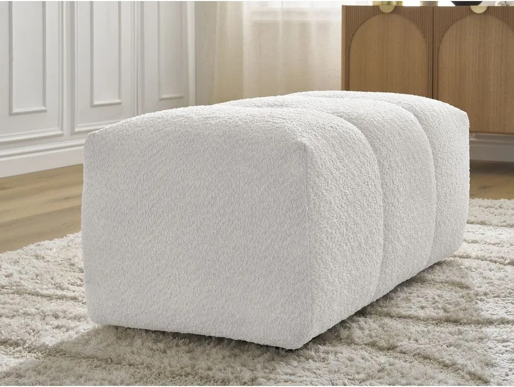 Taburet alb cu tapițerie din țesătură bouclé Roxelane – Bobochic Paris