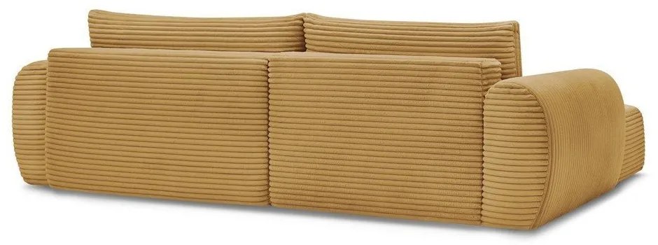 Colțar galben muștar extensibil cu tapițerie din catifea reiată (cu colț pe partea stângă ) Lucien – Bobochic Paris