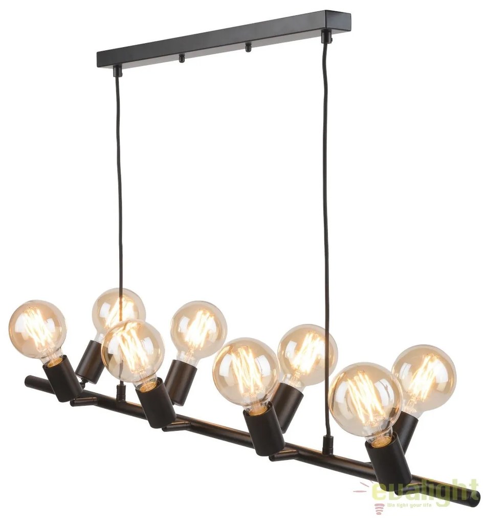 Lustra moderna cu 8 surse de lumina directionabile MIAMI, negru MIAMI/H8/B