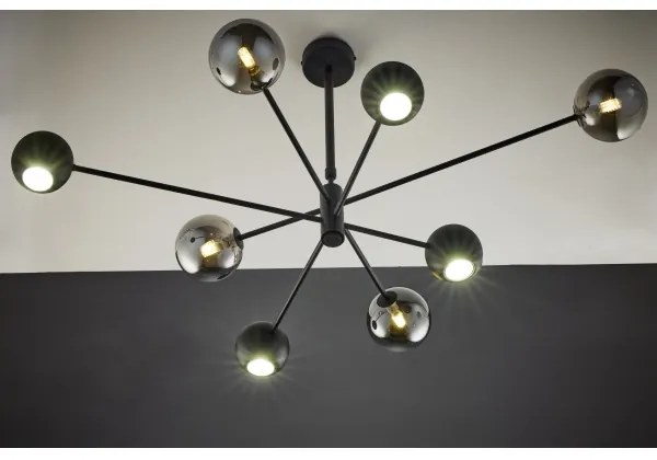 Lustră pe tijă Jupiter 1975 MOKA 4xGU10/10W/230V + 4xG9/10W/230V negru/crom