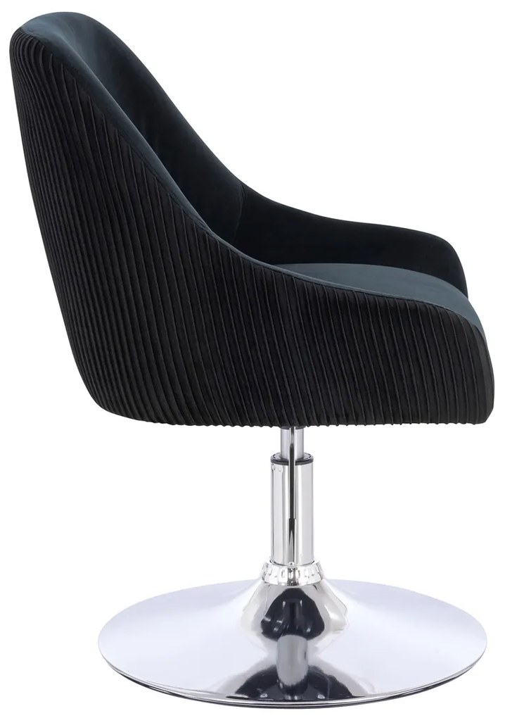 HR920N Scaun Neagră din Catifea cu Bază Cromata