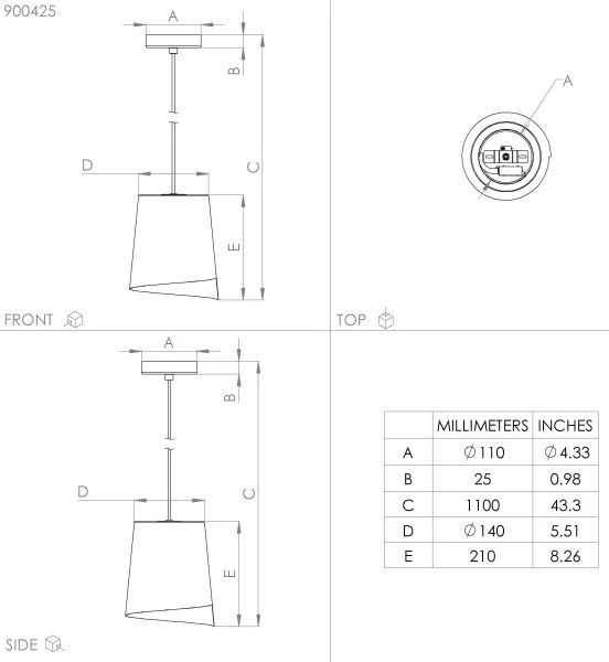 Lustră pe cablu BOLIVIA 1xE27/40W/230V Eglo 900425