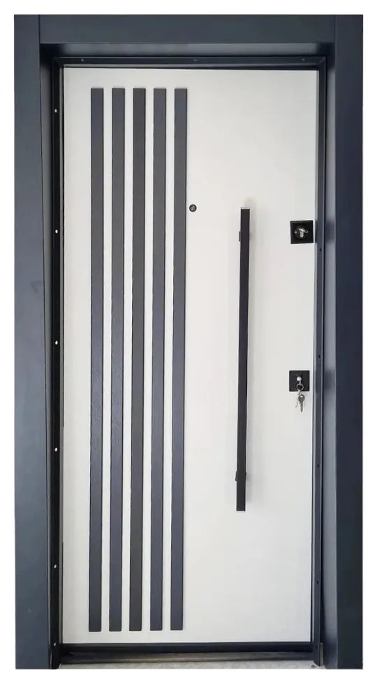 Usa metalica de exterior cu izolatie si vizor Novo Doors NDS1000S, Din compozit, 2 yale, Kit complet, Pentru case, (Culoare: Stejar Deschis, Sens