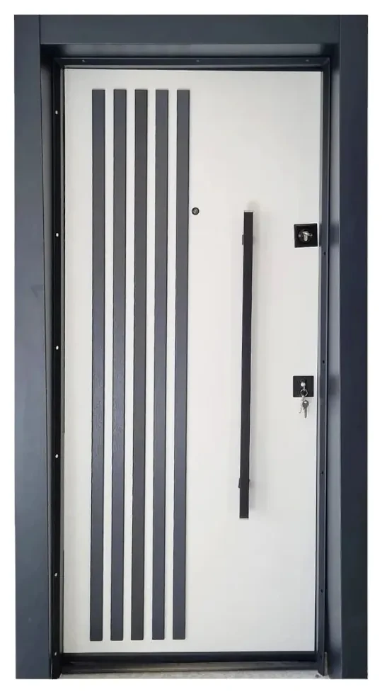 Usa metalica de exterior cu izolatie si vizor Novo Doors NDS1000S, Din compozit, 2 yale, Kit complet, Pentru case, (Culoare: Stejar Deschis, Sens