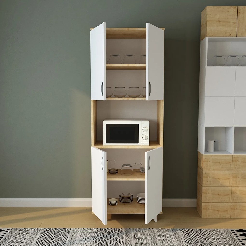 Dulap cu rafturi Sally (Stejar + Alb). 1072689