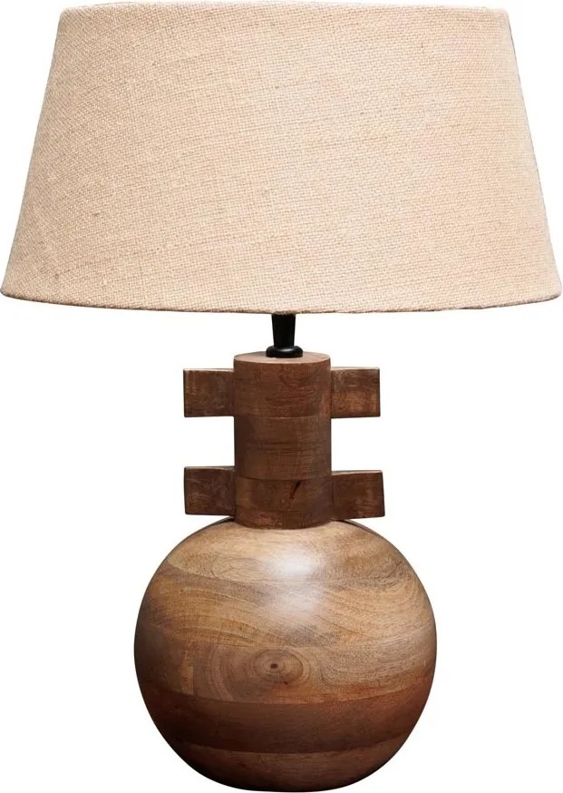 Lampa de masa, din lemn de mango, cu abajur din iuta naturala, Amaru