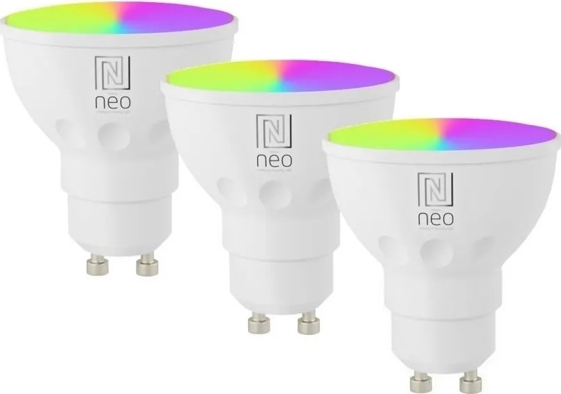 Immax NEO 07724CDO - Set 3 becuri LED RGB dimabile GU10/4,8W/230V, Wi-Fi Tuya + telecomandă