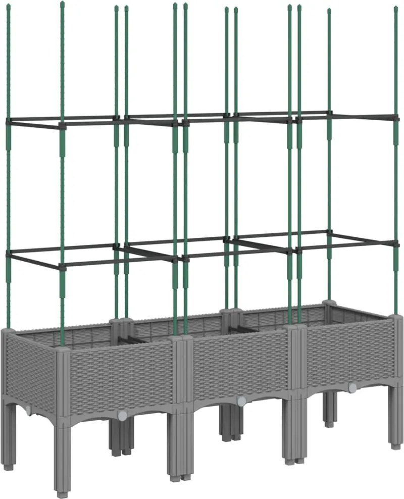 vidaXL Jardinieră de grădină cu spalier gri deschis 120x40x142,5 cm PP