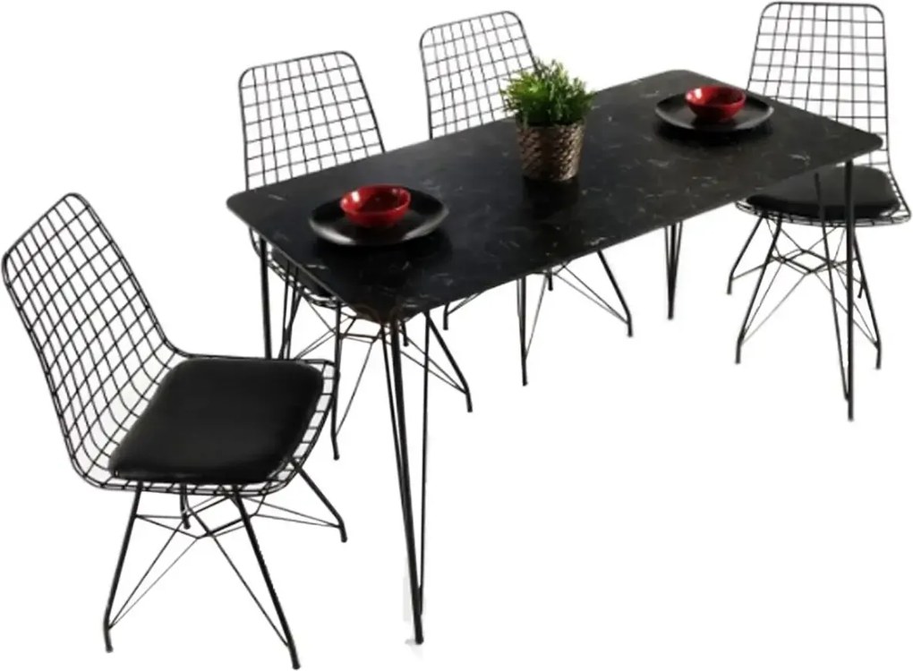 Masa bucatarie aspect marmura, Bety Homs 70 x 110 cm, negru