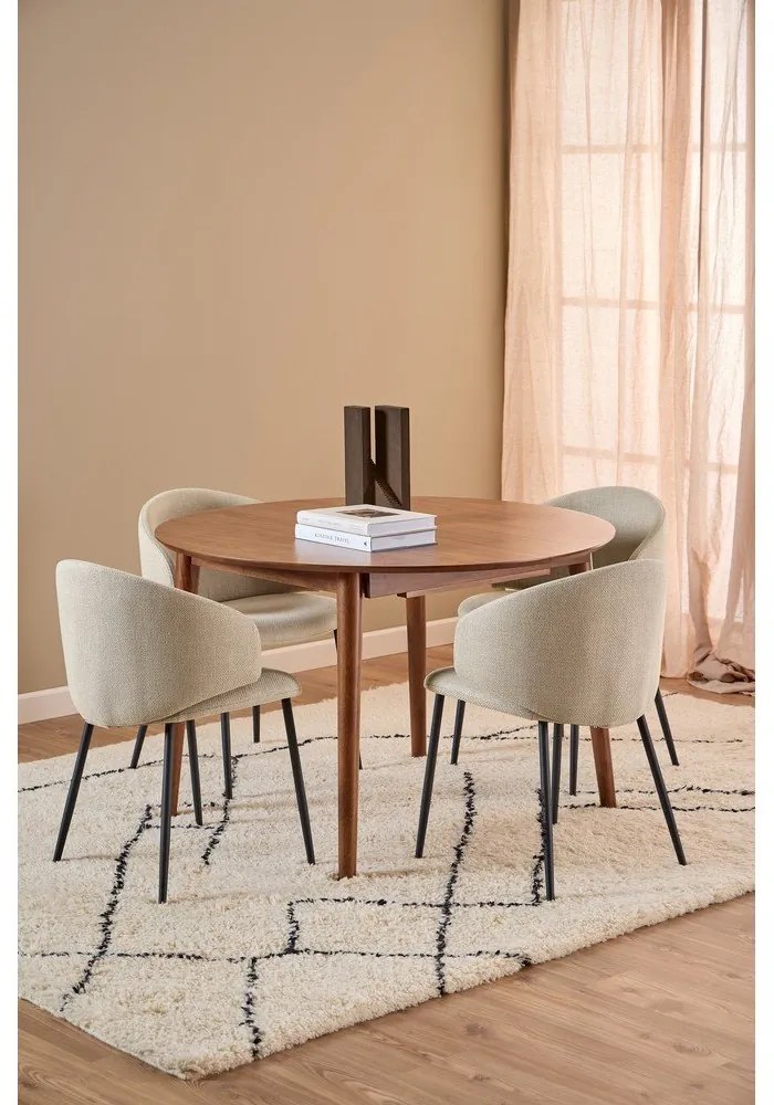 Masă de dining rotundă extensibilă cu aspect de lemn de nuc cu blat suplimentar ø 115 cm Montreux – Actona