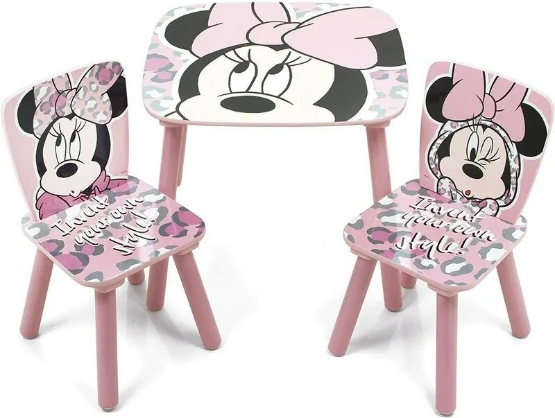 Arditex - Set Masuta cu 2 scaunele Minnie Mouse din Lemn, 50x50 cm