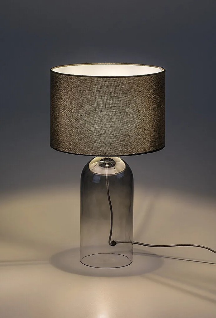 Lampa de masa sticla fumurie abajur gri Luxin