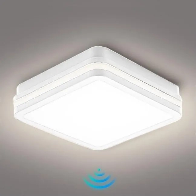 Brilagi - Corp de iluminat exterior LED cu senzor BENE, 24W, 230V, 26x26 cm, alb, IP54