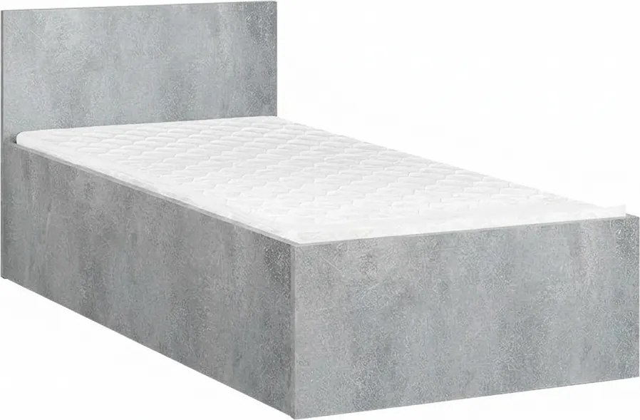Pat SOFIA 90 x 200 cm, beton Saltele: Cu saltele Deluxe 10 cm, Somiera pat: Cu lamele drepte