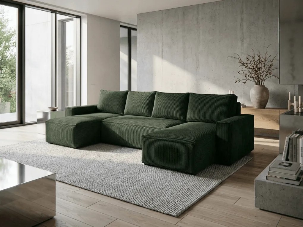 Set coltar in U SMART COSARO verde inchis 295x140 cm II. calitate