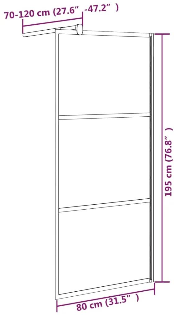 Perete cabina dus walk-in negru 80x195 cm sticla ESG semi-mata Negru, 80 x 195 cm, Mat