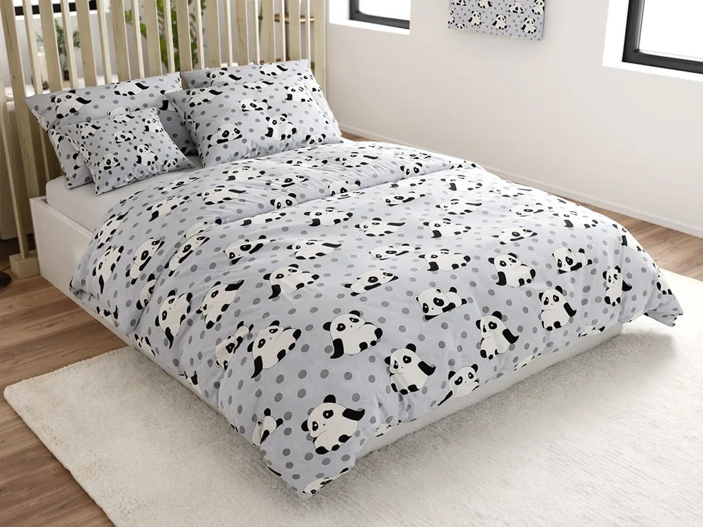 Lenjerie de pat din microfibra PANDA gri Dimensiune lenjerie de pat: 70 x 80 cm | 140 x 200 cm