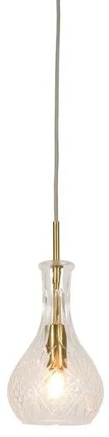 Lustra, Pendul elegant din sticla Brussels transparent/gold, drop